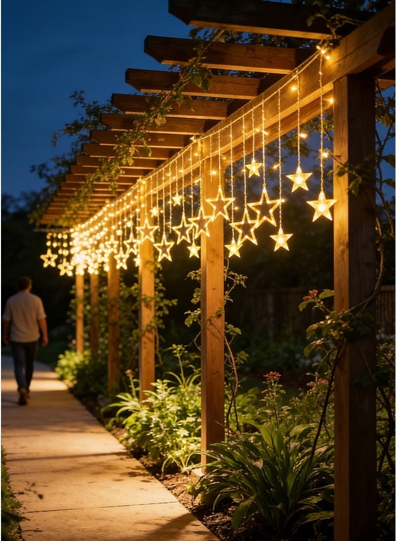 يواوليتي أضواء رمضان، أضواء رمضان LED مع علبة بطارية، أضواء زينة رمضان لستائر النوافذ (6 نجوم صغيرة، 6 نجوم كبيرة) - Image 5